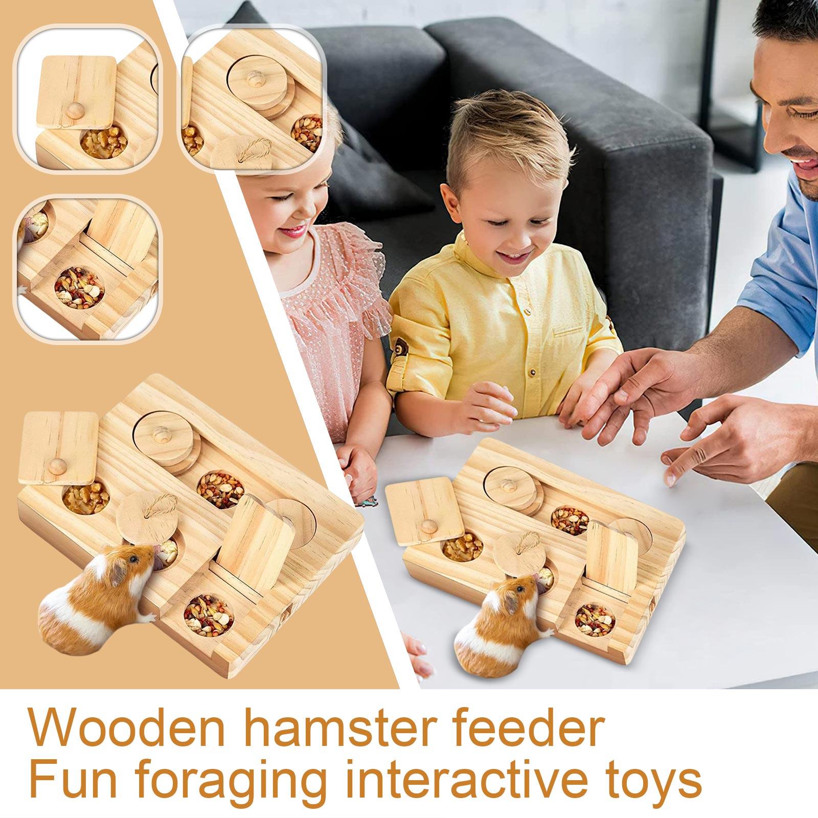 1PC Interactive Wooden Pet Hamster & Rabbit Toys - Sniff n  Snack Pet Chew Toys for Rabbit Treats, Suited as Guinea Pig One Size