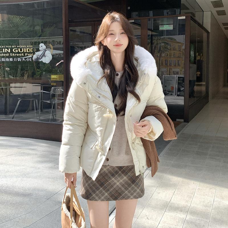 Big fur collar short down cotton clothes women's winter design sense niche high sense fashion age-reducing jacket
