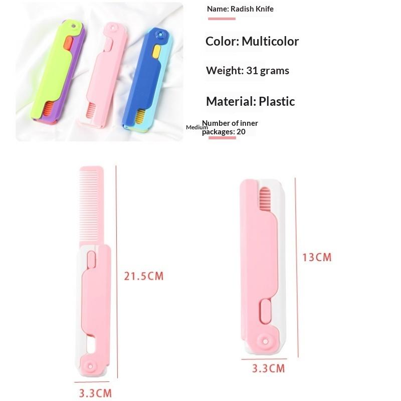 3D Gravity Straight Comb Small Radish Knife Comb Cute Stress Relief Fidget Toys Travel Out Portable Cute Model Butterfly Comb