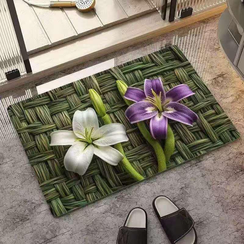 

Цветочный тканый диатомитовый быстросохнущий нескользящий коврик для ванной 30x40 cm