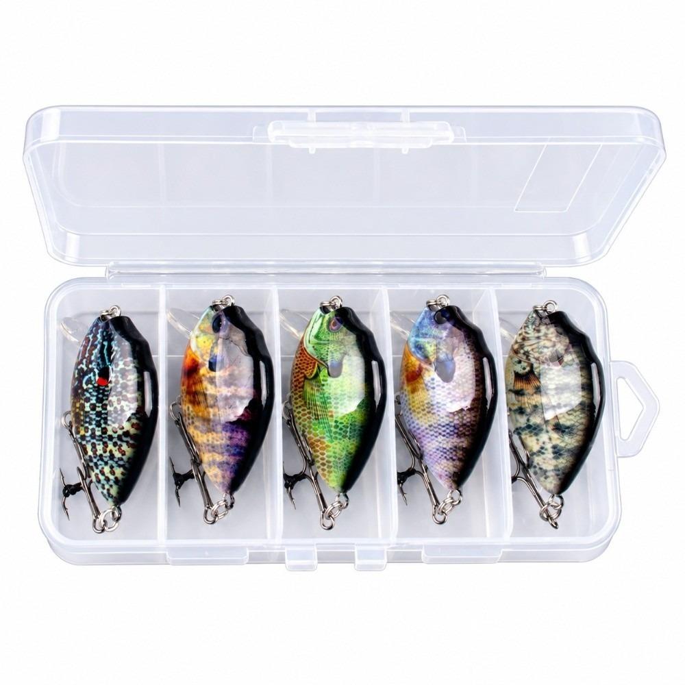 5PCS with 3D Eyes Swimbait Lures 6cm 14.7g Fishing Crankbait Freshwater Fishing