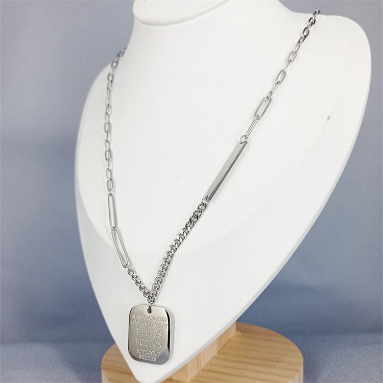 2026 TOPAZ JEWELRY Non-Fade Stainless Steel Square Letter Sweater Chain Necklace for Women