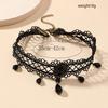 Vintage Klasyczny Gotycki Koronkowy Choker dla Kobiet Czarny Kryształowy Wisiorek Urok Choker Naszyjniki Boho Biżuteria na Obojczyk Prezenty Świąteczne
