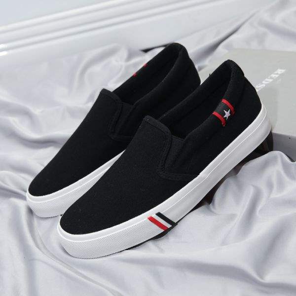

Shoes trendy shoes old Beijing cloth shoes men lazy spring and autumn work all black board shoes 46 men s - runs a size small