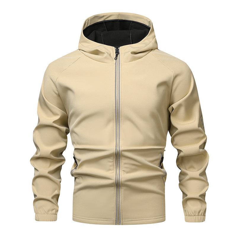 Herren Outdoor Winddichte Softshell Fleece Kapuzenjacke zum Bergsteigen