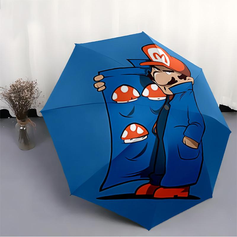 Mario Pilzhut Automatisches Öffnen/Schließen Regenschirm   Kompakter Reise Regenschirm, 8 Rippen Robuste Konstruktion, Ideales Geschenk, 152
