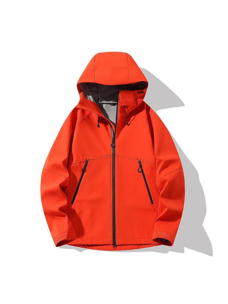 Unisex Hooded Windproof Softshell Jacket for Hiking & Cycling - Fleece-Lined, Quick-Drying, Warm Sportswear