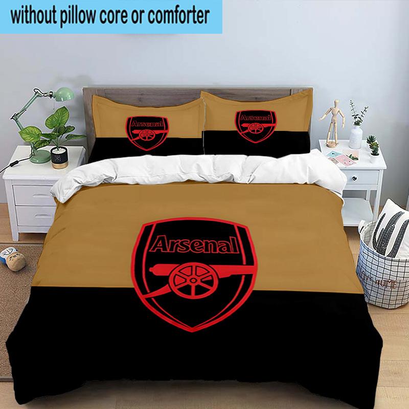 3PCS Arsenal Football Club Crest Printed Bedding Set, Includes A Duvet Cover and Two Pillowcases for Bedroom, Suitable for All Seasons