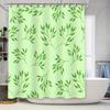 Green Leaf Print Shower Curtain Home Bathroom Decor with White Polka Dots Pattern Wall Hanging Water Splash Protection Waterproo