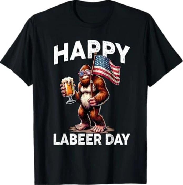 Happy Labeer Day Labor Day Sasquatch American Flag Patriotic T-Shirt XXXXL