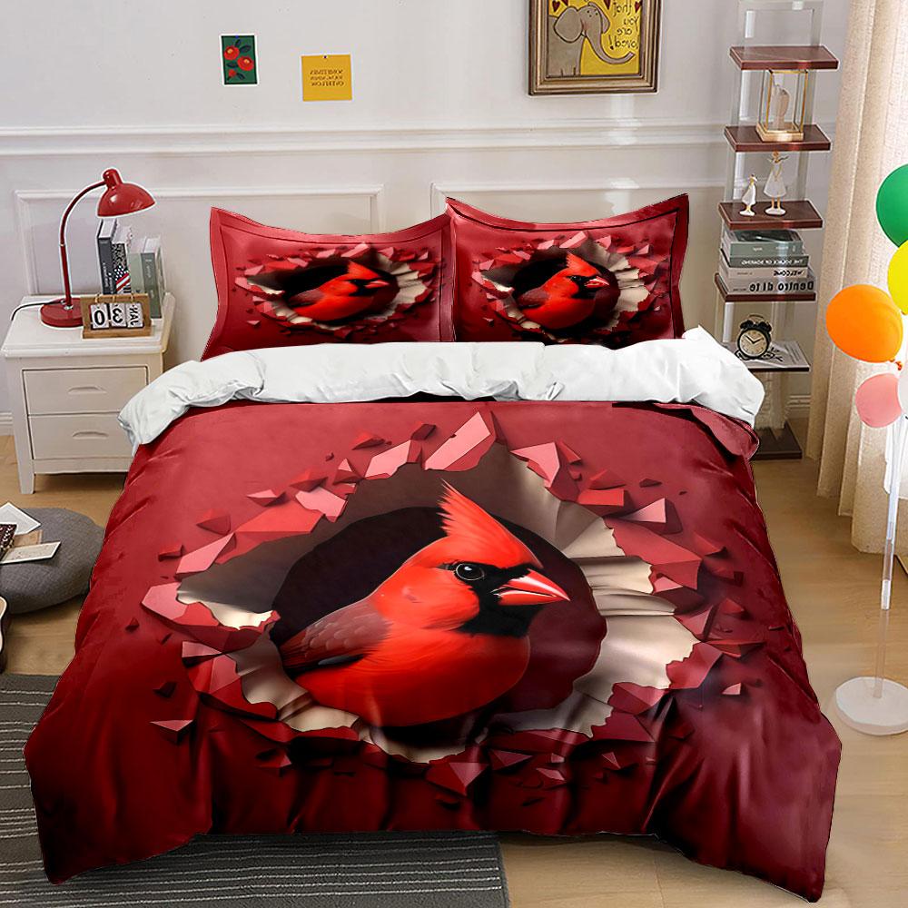 Cardinal Bird Decorative Set Soft Comfortable Duvet Cover Bedding Set Included 1*Duvet Cover & 2*Pillowcases, Gift