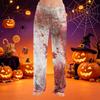 Women's Halloween Print Plush Lounge Pants Soft Elastic Waistband Casual Pajama Bottoms Comfortable Fit Relaxed Style