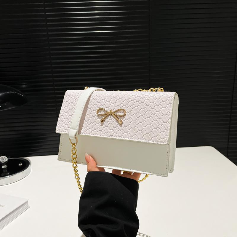 Sweet little fresh bow handbag women's 2025 new trend Korean underarm messenger bag chain shoulder bag