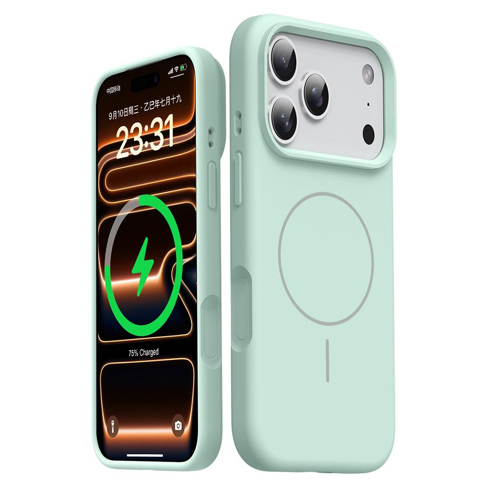 For iPhone 17 Pro Magnetic Case Skin-Friendly Liquid Silicone + PC Phone Cover Compatible with MagSafe