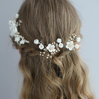 Accessoires de cheveux de mariage Bijoux de coiffure en cristal Peigne à cheveux en fleur Épingles à cheveux Ornements de cheveux de mariée Diadèmes féminins