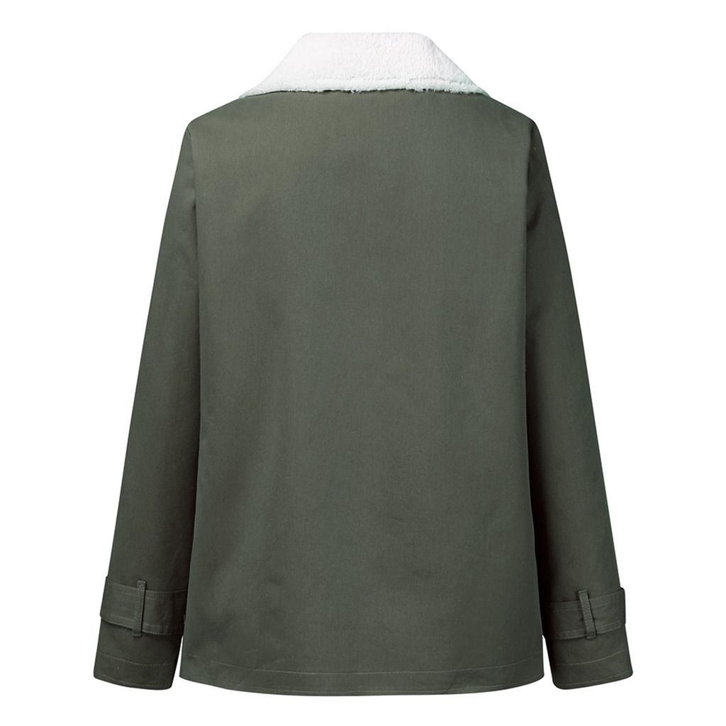 Women's Casual Fashion Loose Solid Color Hat Plus Fleece Collar Pocket Jacket