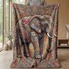 Ornate Elephant Decor Theme Blanket Lightweight Warm Flannel Blanket Decorative Throw Blanket for Home Decoration