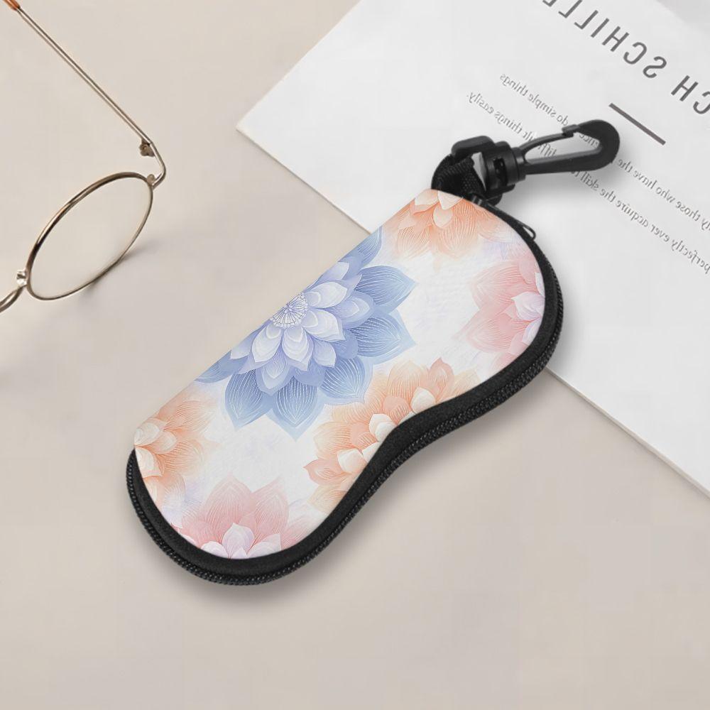 2D-Elegant Floral Printed Eyewear Pouch, Protective Sunglasses Case for Women, Portable Soft Fabric Glasses Holder, Lightweight Travel Organizer Acces