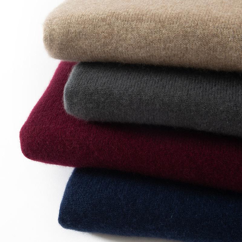 Solid color cashmere shirt semi-turtleneck new solid color versatile pullover sweater knitted sweater warm inside