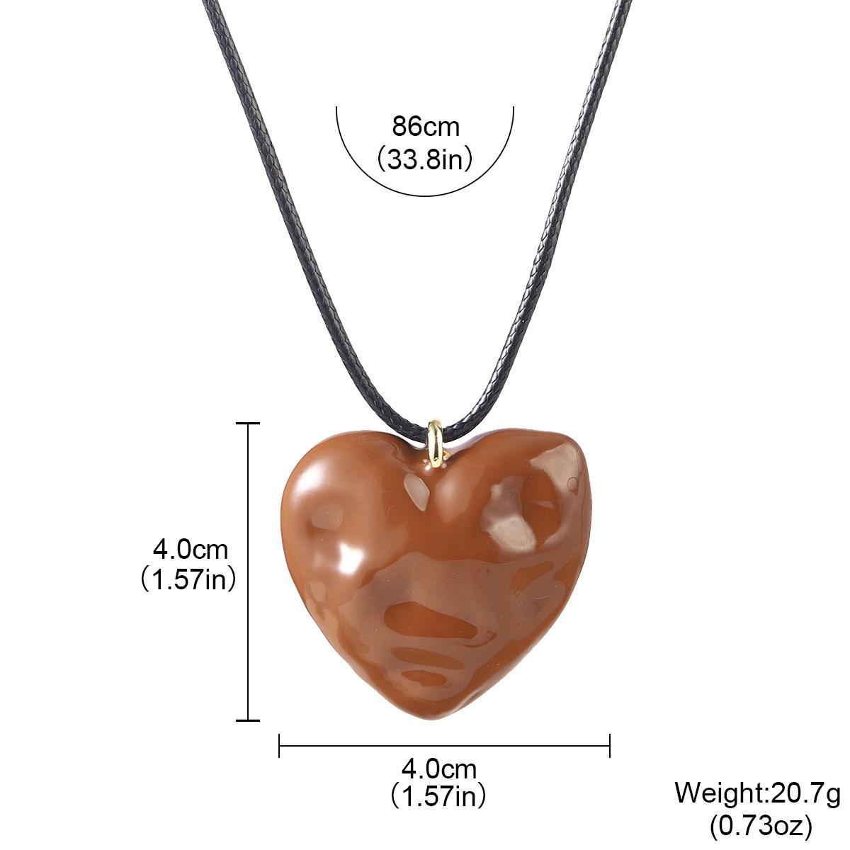 

French sweet and cool heart necklace set European and American style simple coffee color love choker neck chain autumn and winter leather rope collar