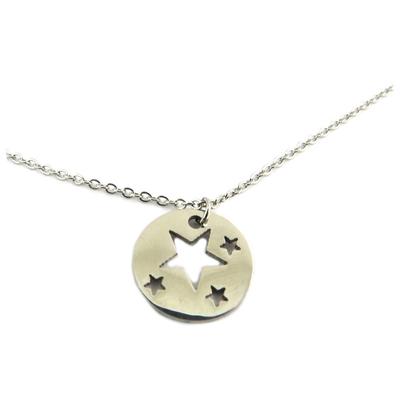 [P8054] - Steel Necklace 'A Star Is Born' Silver - 11x11 Mm