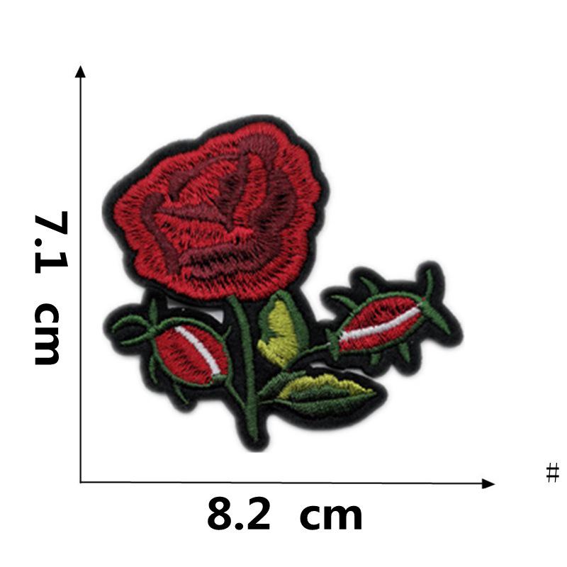 Rose Plum Blossom Embroidered Iron-On Fabric Patch for Clothing Decoration