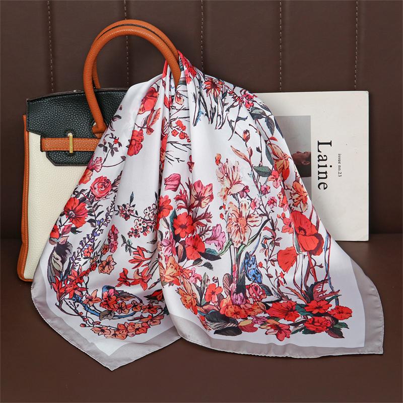 Luxury Printing Silk Square Scarf Women Neck Hair Tie Band Beach Hijab Kerchief Head Headbands Bandana Female Foulard 70cm