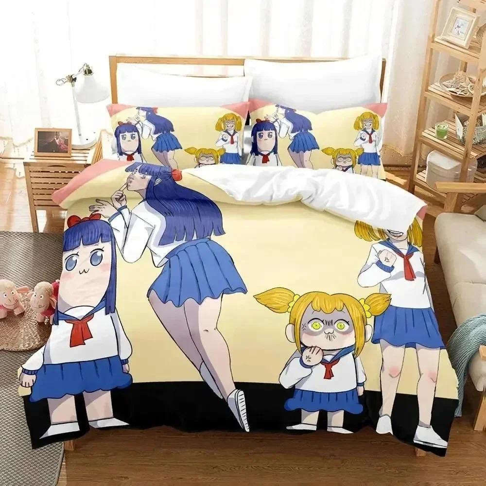 Anime Pop Team Epic PI Beding Set Soft Duvet Cover Bed Linen Set Comfortable Quilt Cover Pilowcase Warm Comforter King Quen Sized Dimensions Young