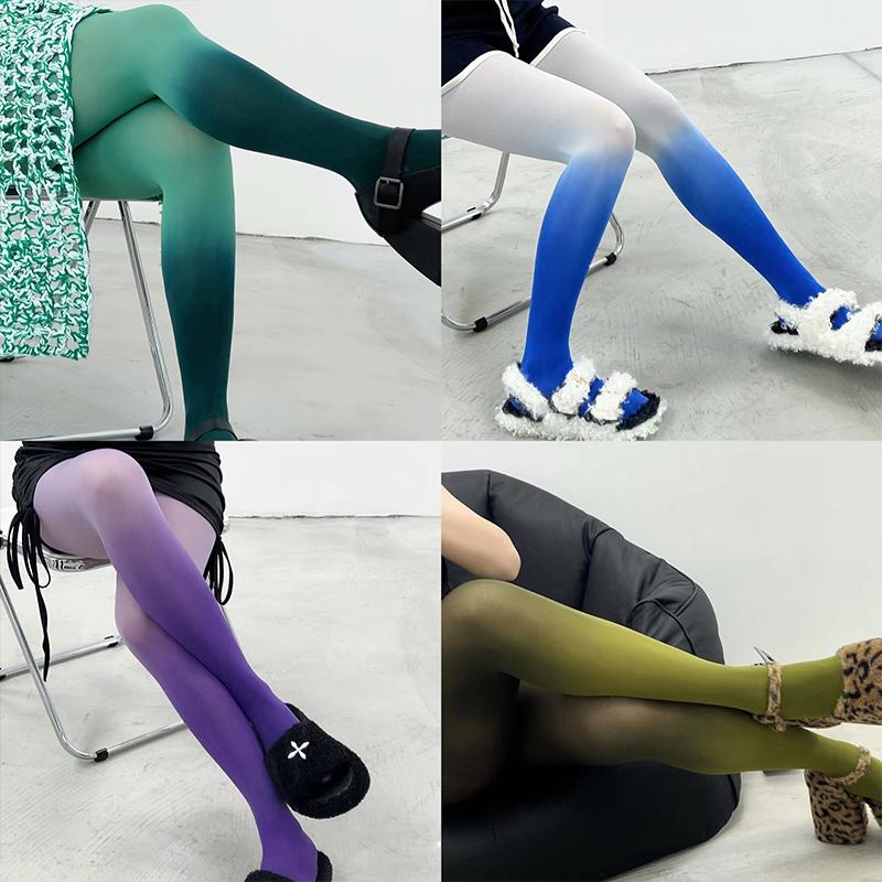 Kave Gradient Tights Colorful Sexy Women Pantyhose Lolita Candy Colors Kawaii Stockings Fashion Gothic Lingerie Thin Sheer Tight