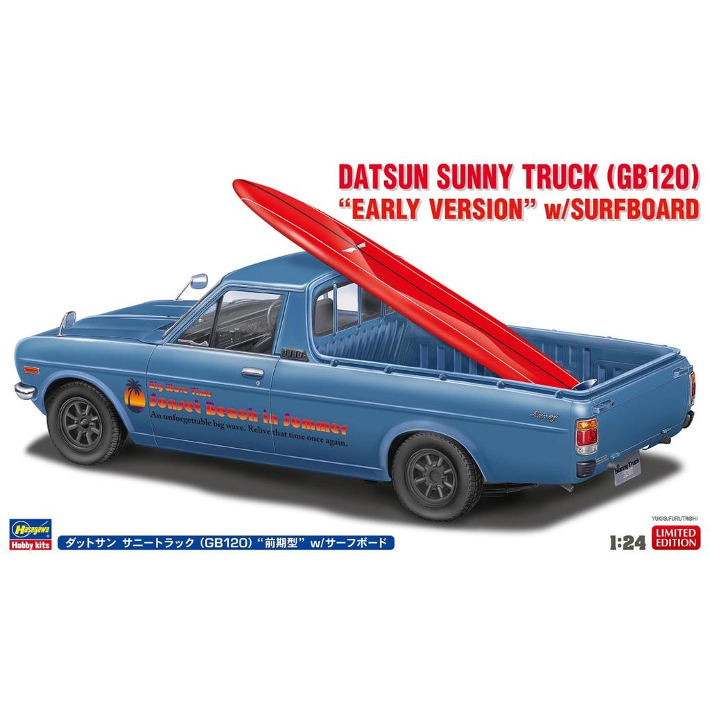 Hasegawa Datsun Sunny Truck Early Model with Surfboard Plastic Model Kit 20778 1/24 (GB120) (Car)