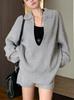 Korean V-neck Knit Cardigan & Shorts Set - 2025 Autumn/Winter Casual Loose Two-Piece Outfit