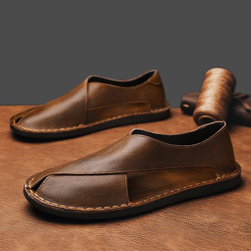 Roman Men s Gladiator Sandals: Genuine Leather, Cross-border, Large Size 44