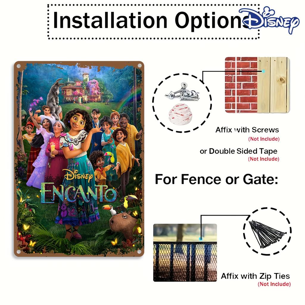 1 Stück Disney Encanto Metallblechschild - Magische Casa Madrigal Szene mit Mal, Vintage Kolumbianisches Haus Kunst - Langlebige Eisenwanddekoration