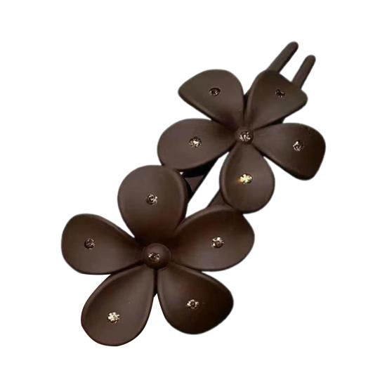 

Женская заколка для волос Цветочный декор Сплошной цвет Противоскользящее украшение для волос Матовая текстура Декор со стразами Анти-трещины Легкий инструмент для укладки волос