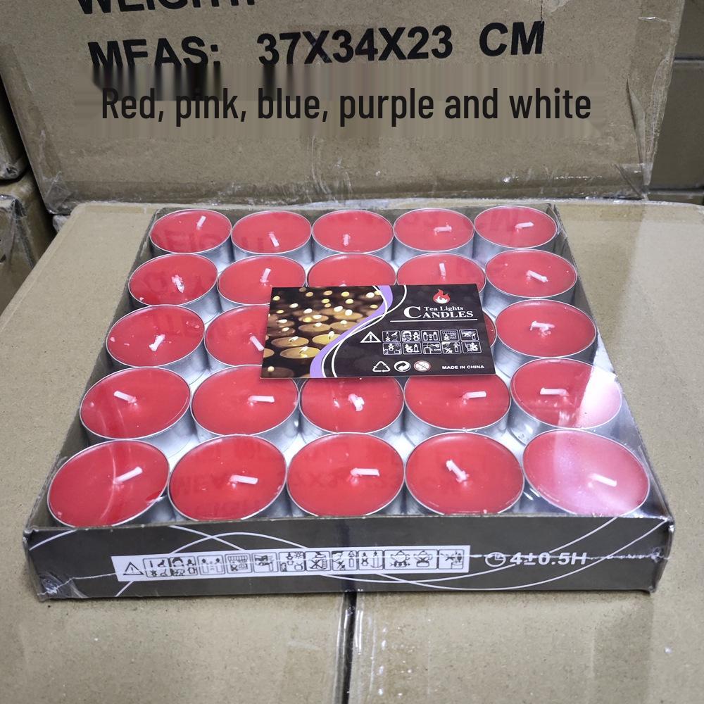 50pcs Box of Romantic Aluminum Shell Tea Candles - Creative Birthday Love Design, White Wax for Weddings & Hotels