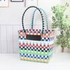 Color hand basket woven bag plastic vegetable basket large capacity beach vacation bag hand bag large capacity storage