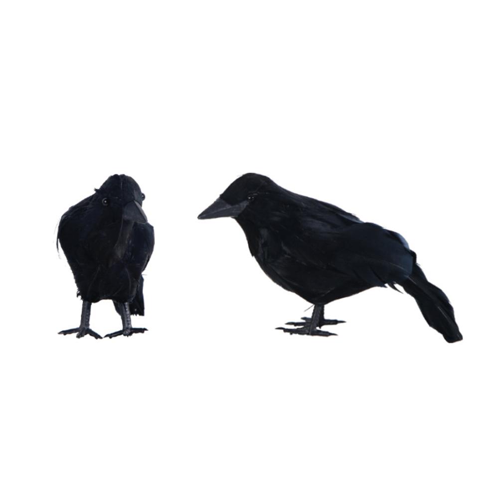 Plastic Simulation Crow With Feather Fake Bird Raven Model Photography Props For Halloween Party Decor