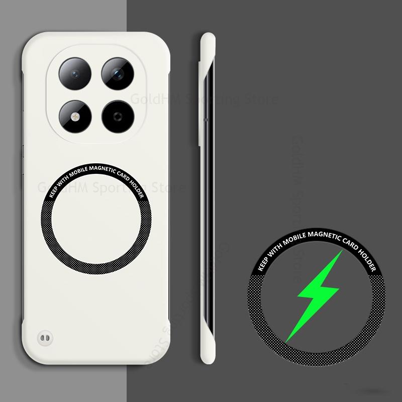 

Candy Matte Magnetic Phone Frameless Case For Redmi Note 15 Pro Plus 5G Wireless For Magsafe Tough PC Frosted Cover For Redmi Note 14 13 15 Pro Plus Redmi Note15 ProPlus античный белый