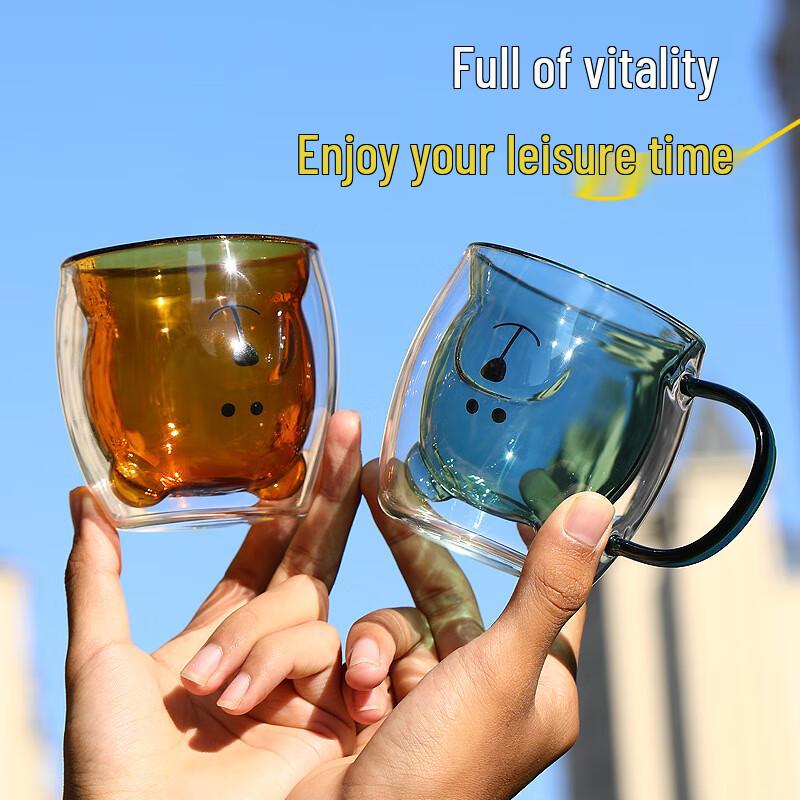 Shangqi Süßer Bär doppelwandiger isolierter Glasbecher