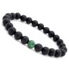 Matte Black & Malachite Stone Couple Bracelet - 8mm Frosted Design
