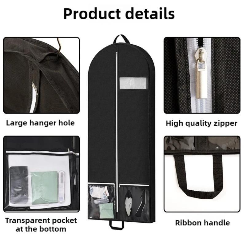 Non-Woven Fabric Hanging Clothing Protector - Extra Thick Dustproof Dust Cover,Winter Coats & Garments with Transparent Pocket