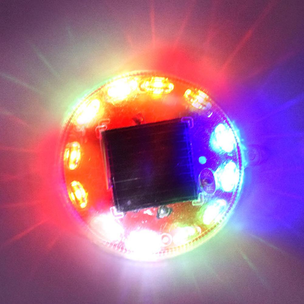 Solar Power Mortorcycle 12LED Warning Light Night Ride Tail Light Anti-rear Strobe RGB Light with Reflective Sticker