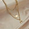 Light Luxury Temperament Retro Pearl Chain Star Moon Round Bead Pendant Titanium Steel Cuban Necklace