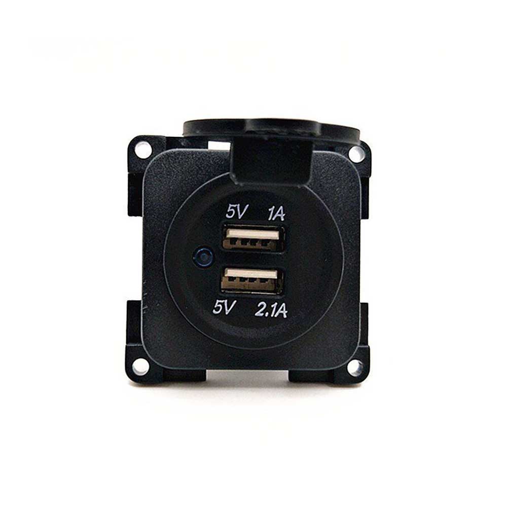 Dual USB Charger Power Socket Outlet Blue Light For Motorhome Camper RV Bus 12V