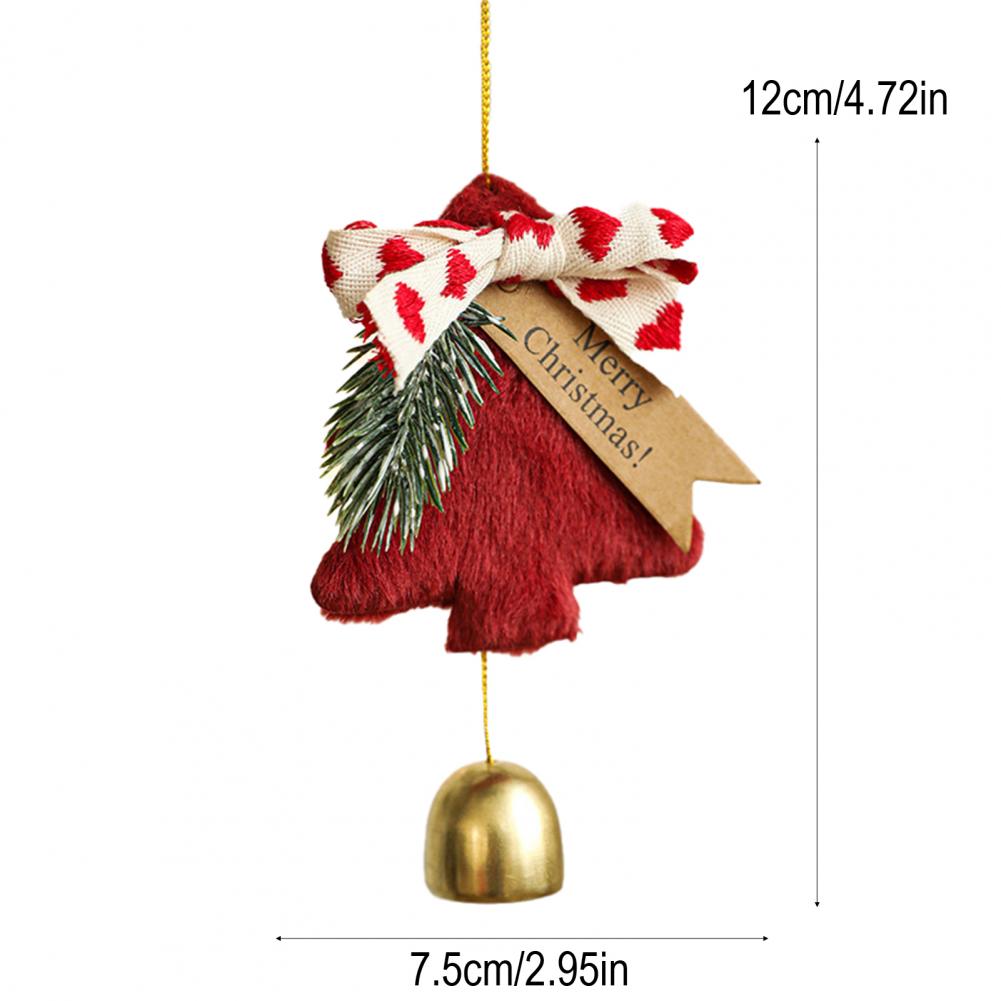 Christmas Tree Car Pendant Xmas Door Hanger Ornament Pine Cone Wind Chime for Home Decor Plush Furry Bell Christmas Gift Idea