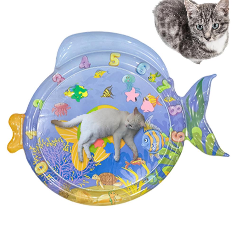 

Water Sensory Playmat For Cats Sensory Water Mat Cute Cartoon Fish Shape Cool Pet Water Sensory Mat Interactive Toy Pet Supplies красный