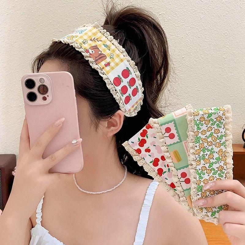 Sweet Floral Pattern Hair Fringe Sticker Headband Forehead Hair Patch Sticker Reusable For Women Daily Makeup Headwear