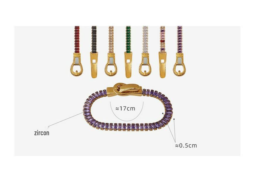 Light Luxury Seven-Color Zircon Gold-Plated Magnetic Bracelet with Titanium Steel Double-Sided Closure
