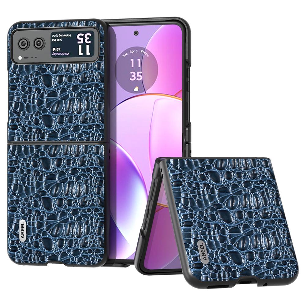 

ABEEL Чехол для телефона с текстурой Canopy для Motorola Razr 40 5G Защитная крышка из натуральной коровьей кожи+ПК Blue