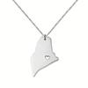 Fashion Stainless Steel Hollow Heart United States Maine Map Pendant Necklace Jewelry Accessories